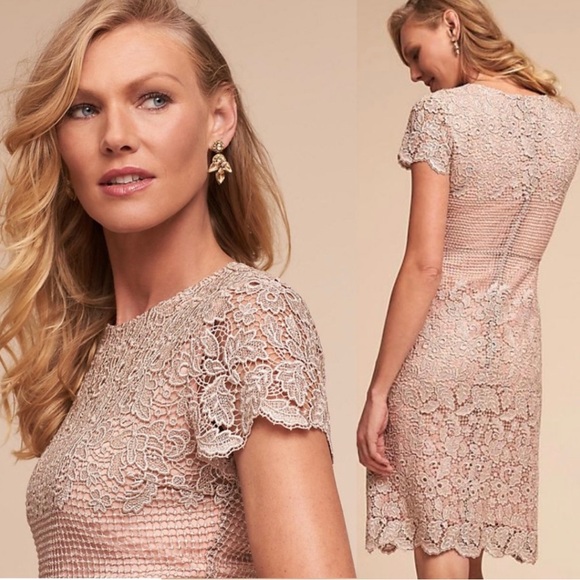 Anthropologie Mignon Doo Priscilla Dress Blush/Metallic. Sz 8 - Picture 1 of 6